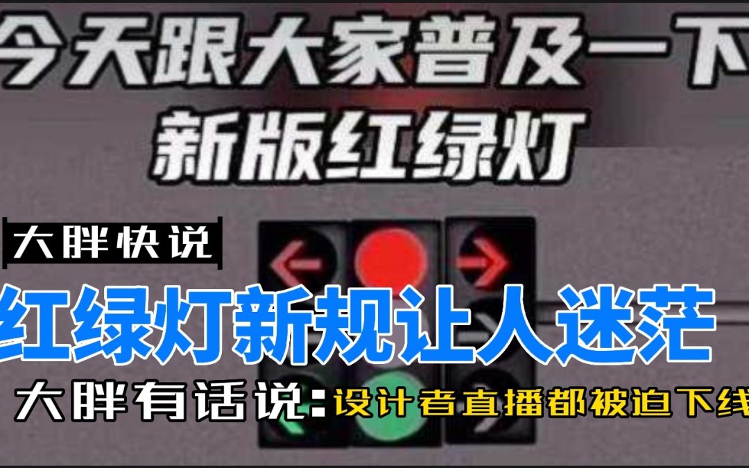 大胖快说|红绿灯新规惹争议 设计者直播10分钟被迫下播
