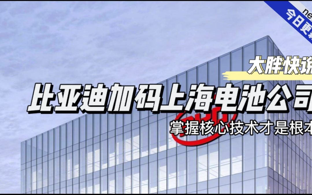 大胖快说|比亚迪加码上海电池公司 电动车电池才是核心