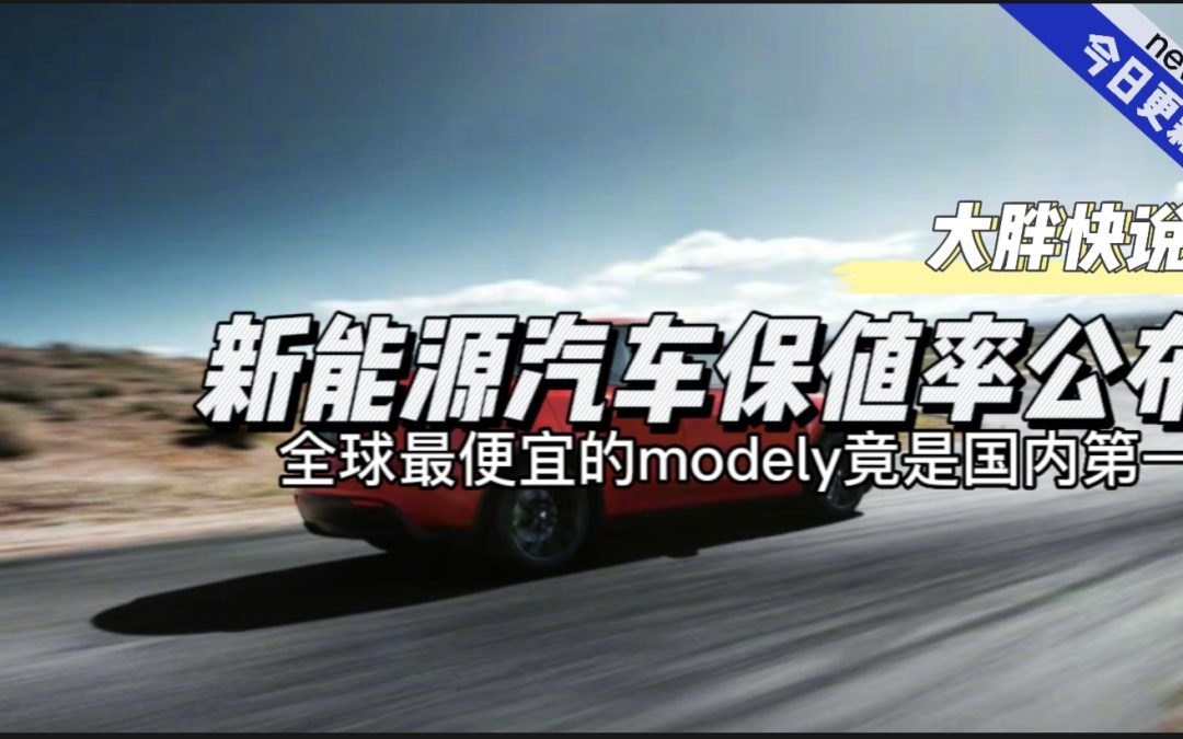 大胖快说|新能源保值率发布 第一是特斯拉model Y