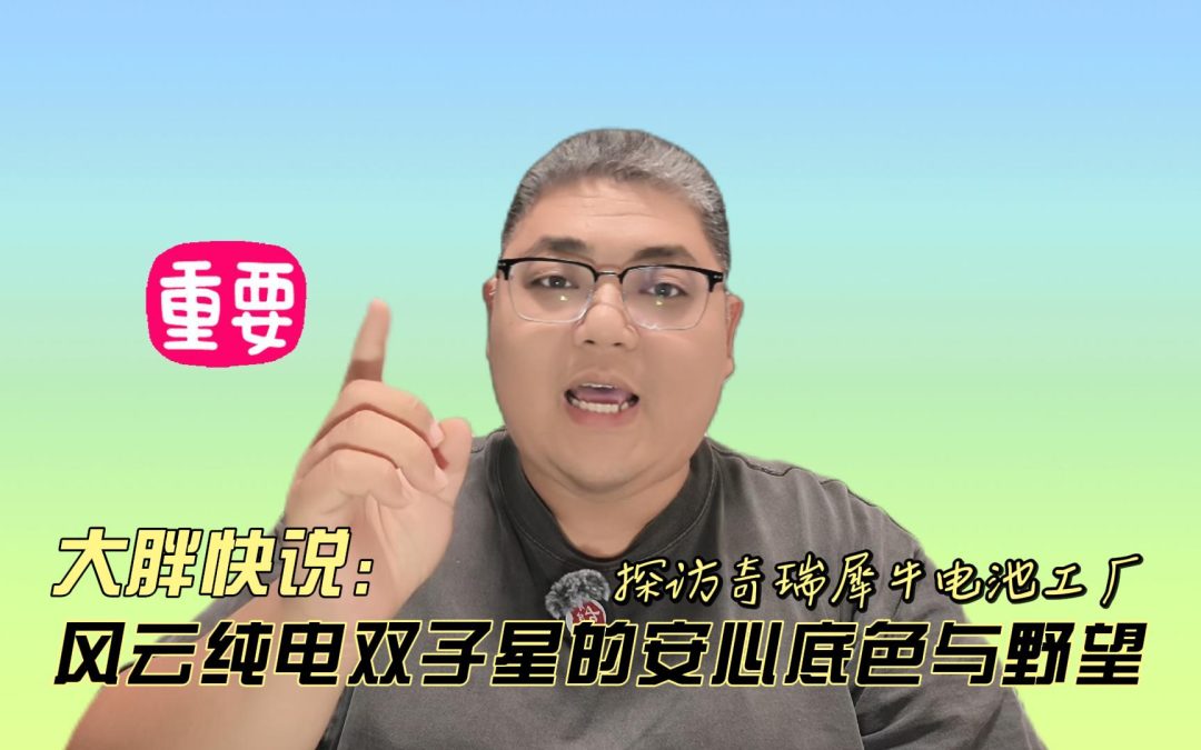 大胖快说 走进奇瑞犀牛电池工厂 风云纯电双子星的安心底色与野望